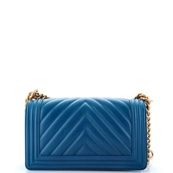 Chanel Boy Flap Bag Chevron Lambskin Old Medium Blue - Picture 4 of 8